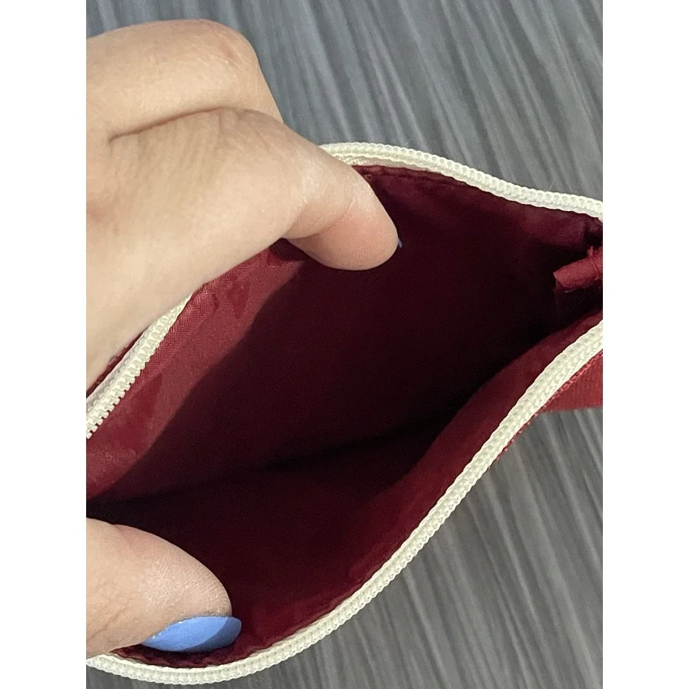 Estee Lauder Makeup Bag Women Red Canvas Cosmetic Travel Case Zip‎ Pouch Lined